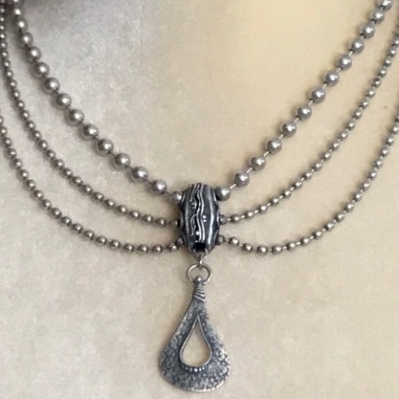 Rare Silpada Oxidized 3 Strand Necklace 